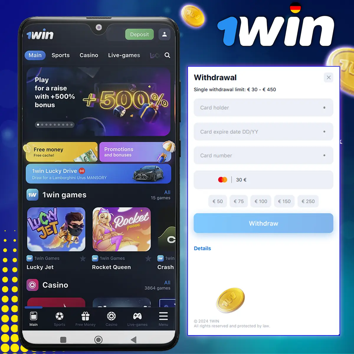 Wie kann ich über die 1win App Geld abheben?